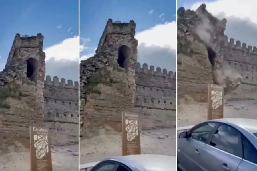 Ισπανία: Κατάρρευση πύργου σε κάστρο της Εσκαλόνα – Τουρίστες σε πανικό