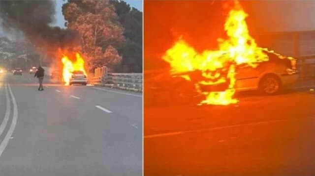 Car Fire on Athens - Sounion Coastal Road