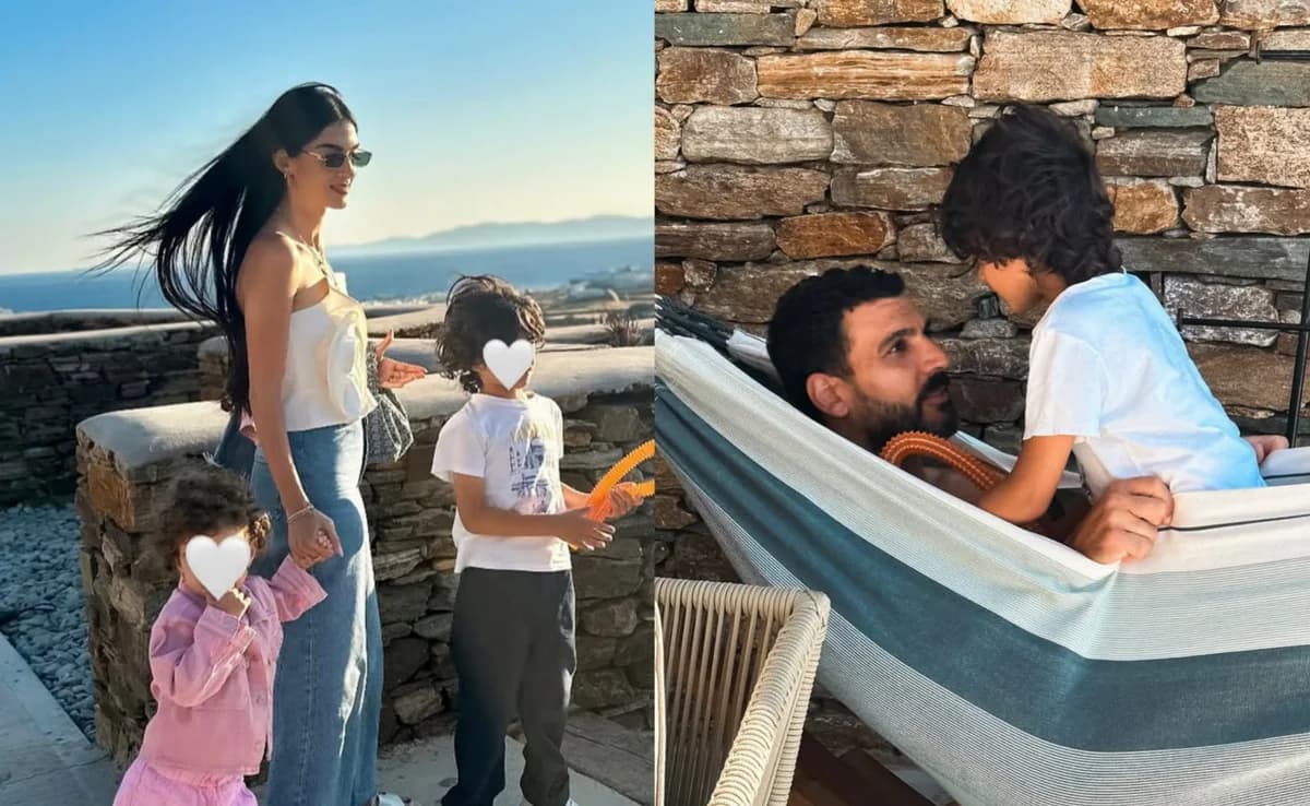 Giorgos Merkis and Andrea Kyriakou: Vacation in Tinos with their children