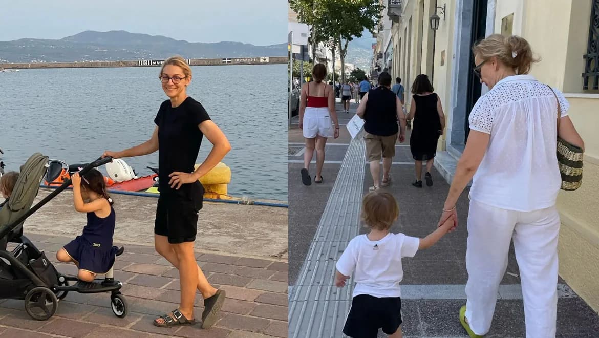 Youlika Skafida: Urlaub mit ihrem Sohn in Kalamata