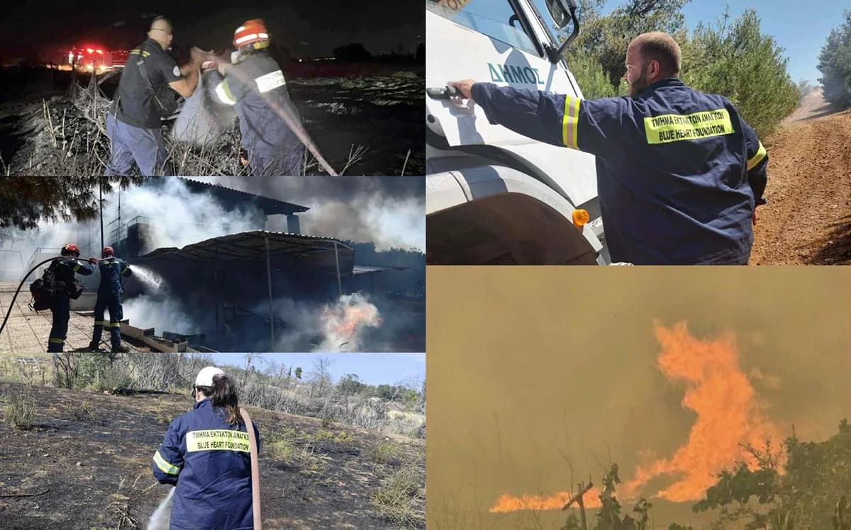 Voluntarios de Blue Heart Grecia luchan contra los incendios en Ática