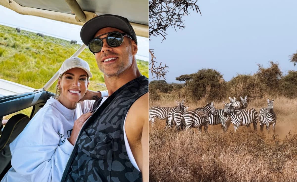 Athina Oikonomakou y Bruno Cerella de safari en África
