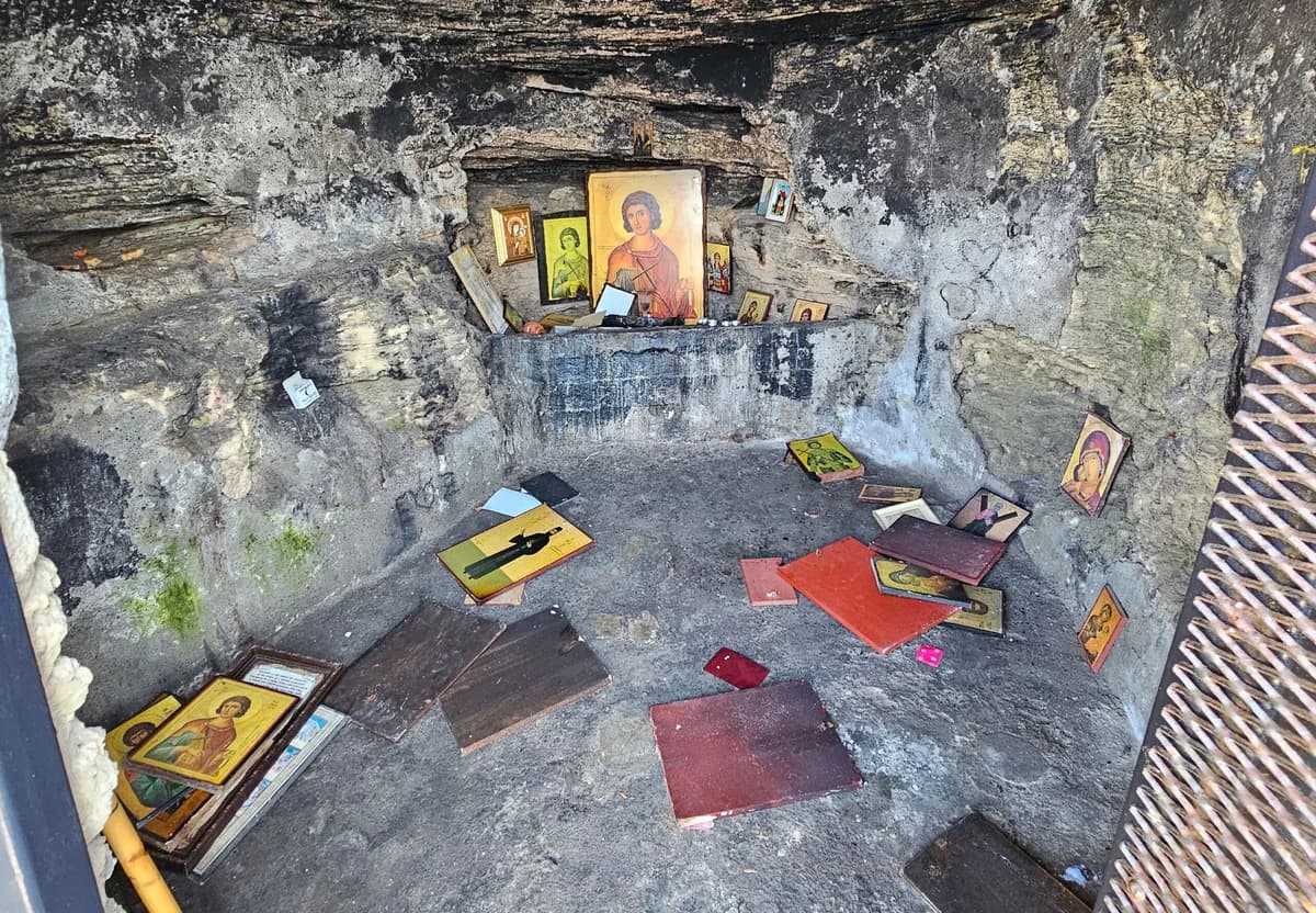 Vandalism at St. Phanourios Cave in occupied Kyrenia