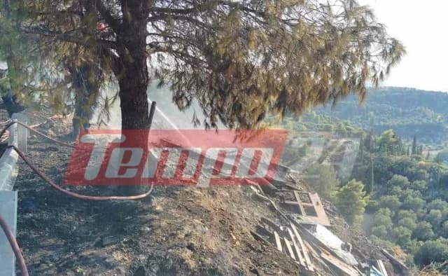 Fire in Vrachneika, Achaia near Kart Track