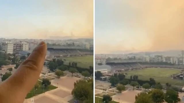 Patras Fire: Smoke over Panachaiki Stadium