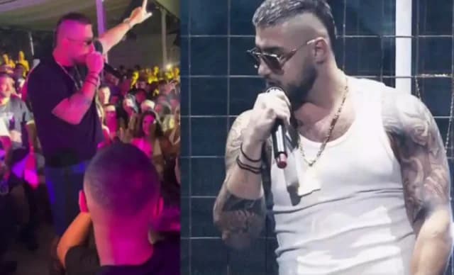 Rack regaña a un menor por beber en un concierto en Atenas