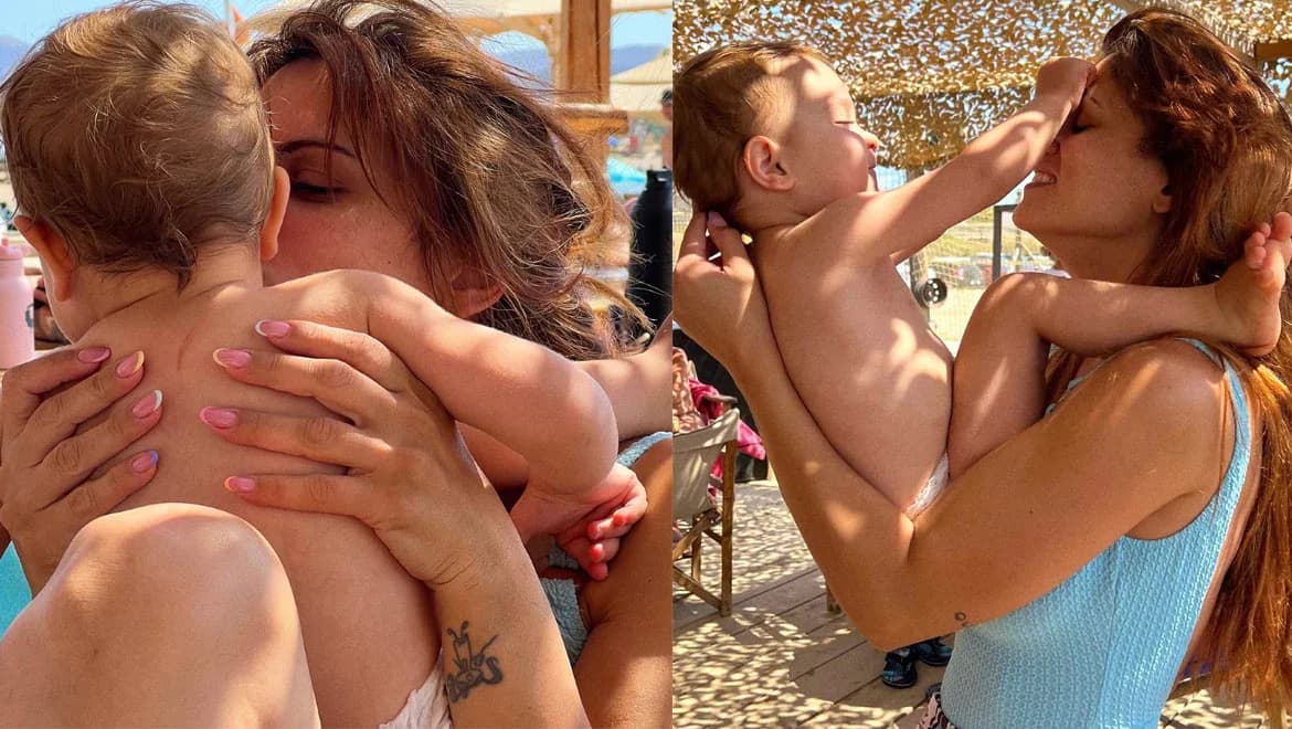 Mary Synatsaki: Zärtliche Fotos mit ihrer Tochter Olivia am Strand