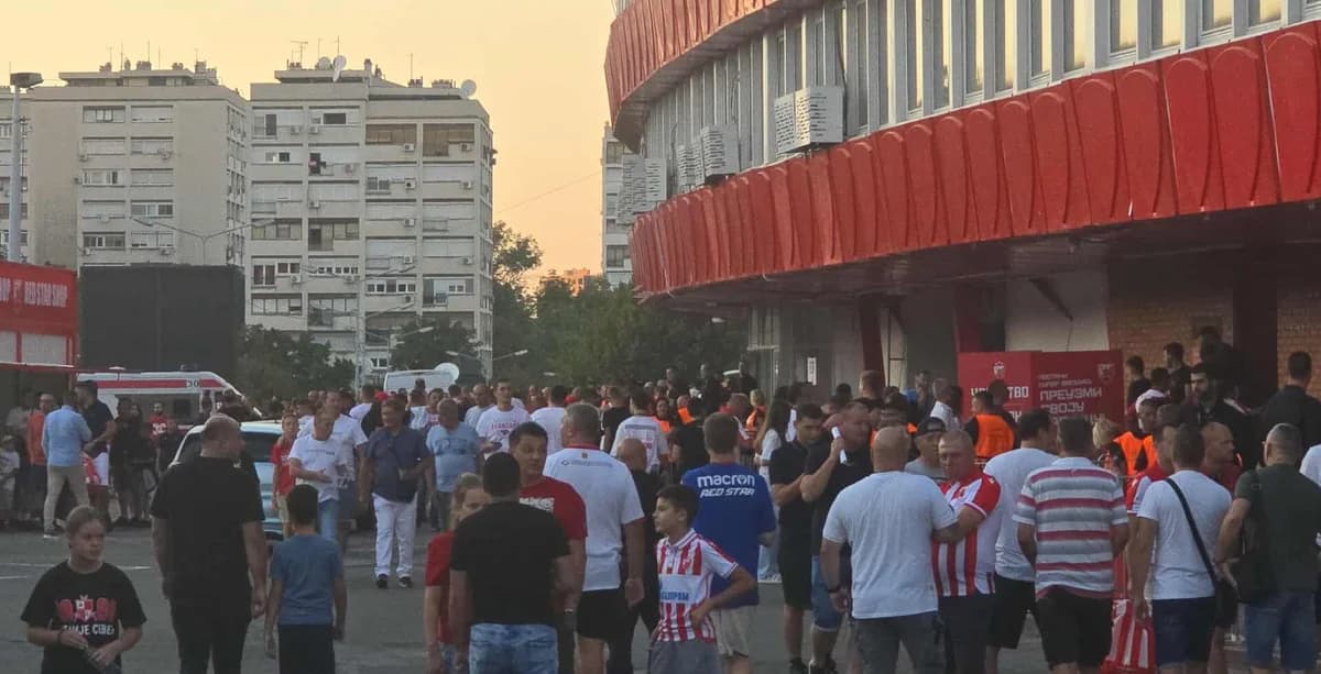 Menschenmassen versammeln sich vor dem «MARACANA» vor dem Spiel Roter Stern-Pafos (vid/pics)