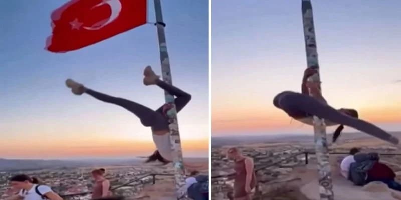 Empörung in der Türkei: Touristin tanzt Pole Dance an Fahnenstange