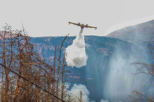 Incendio en Krya Vrysi, Karditsa: Operación de extinción en curso