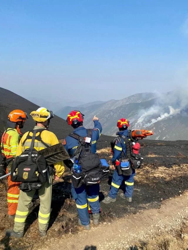 Griechische Feuerwehrleute helfen Spanien bei Waldbränden