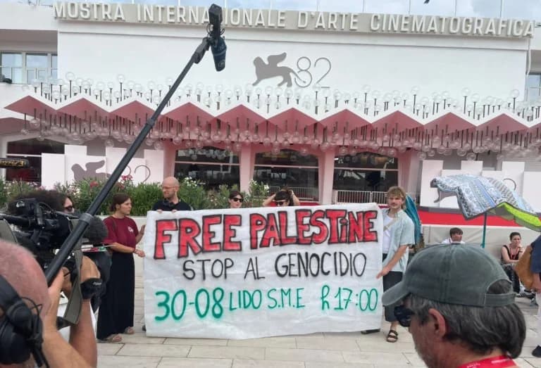 פסטיבל הסרטים של ונציה: הפגנות למען עזה לפני הפתיחה