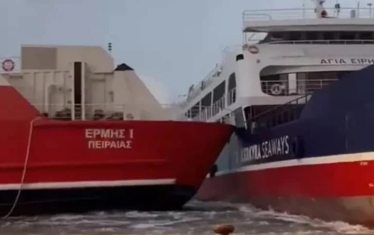 Igoumenitsa: Ship collision in port due to strong winds