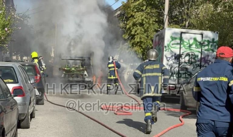 Corfu: Rubbish Truck Engulfed in Flames – Driver and Co-driver Safe
