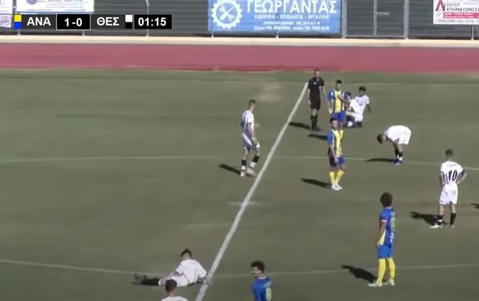 Thesprotos: 9 jugadores, reducido a 6 en el minuto 2 en partido de Tercera División (video)