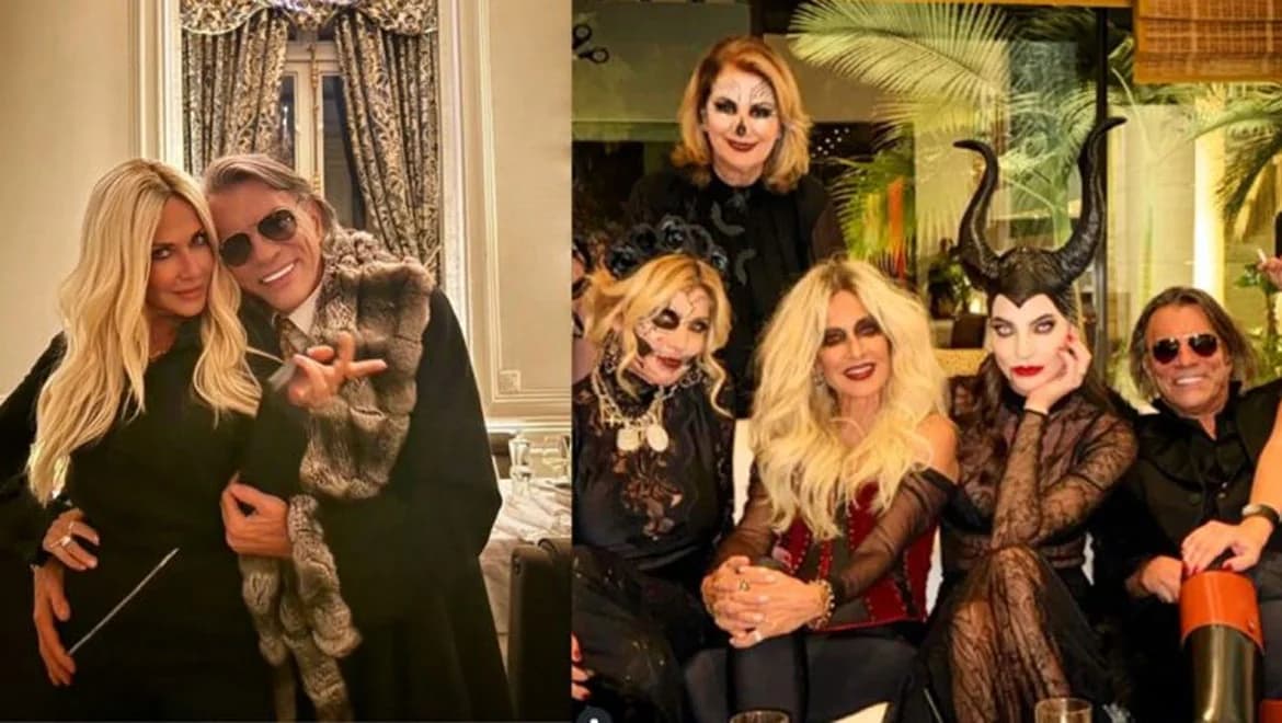 Anna Vissi e Ilias Psinakis en la fiesta de Halloween de Giannis Koustas