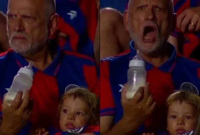 San Lorenzo: Grandfather Tries to Feed Grandchild During Derby (video)