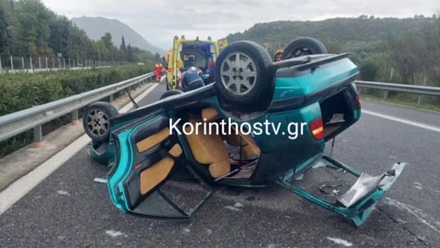 Schwerer Unfall auf der Autobahn Korinth-Tripolis: Insassen eingeschlossen