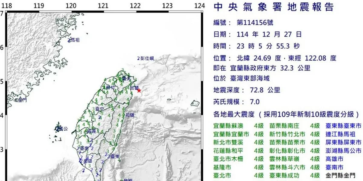台湾发生7级强烈地震 - 台北有震感