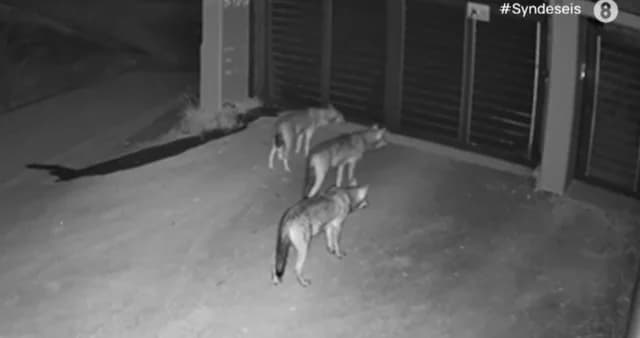 Wölfe in der Nähe eines Hauses in Panorama, Thessaloniki, gesichtet – Video