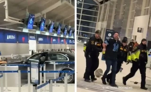 Автомобиль врезался в терминал аэропорта Детройта: хаос и разрушения