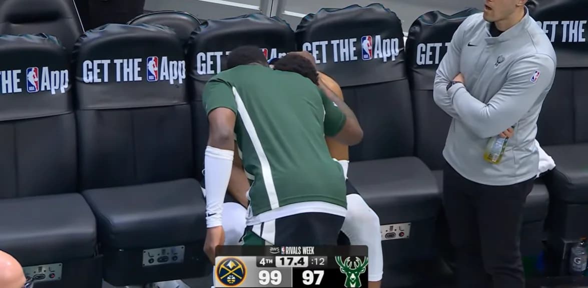 Thanasis Antetokounmpo consoles Giannis after injury (video)