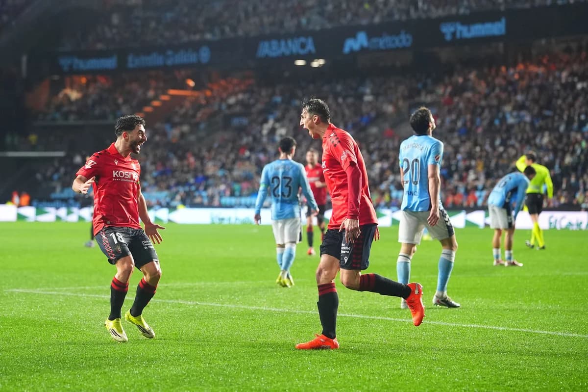 Osasuna besiegt Celta Vigo mit 2:1 in Balaídos