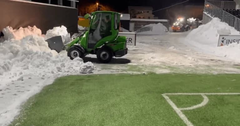 Bodø: Snow-Covered Stadium Ahead of Inter Match