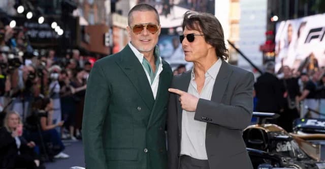 Brad Pitt and Tom Cruise meet at the 'F1' premiere in London