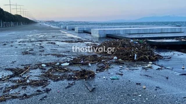 Thessaloniki: Thermaischer Golf tritt aufgrund starker Winde über die Ufer