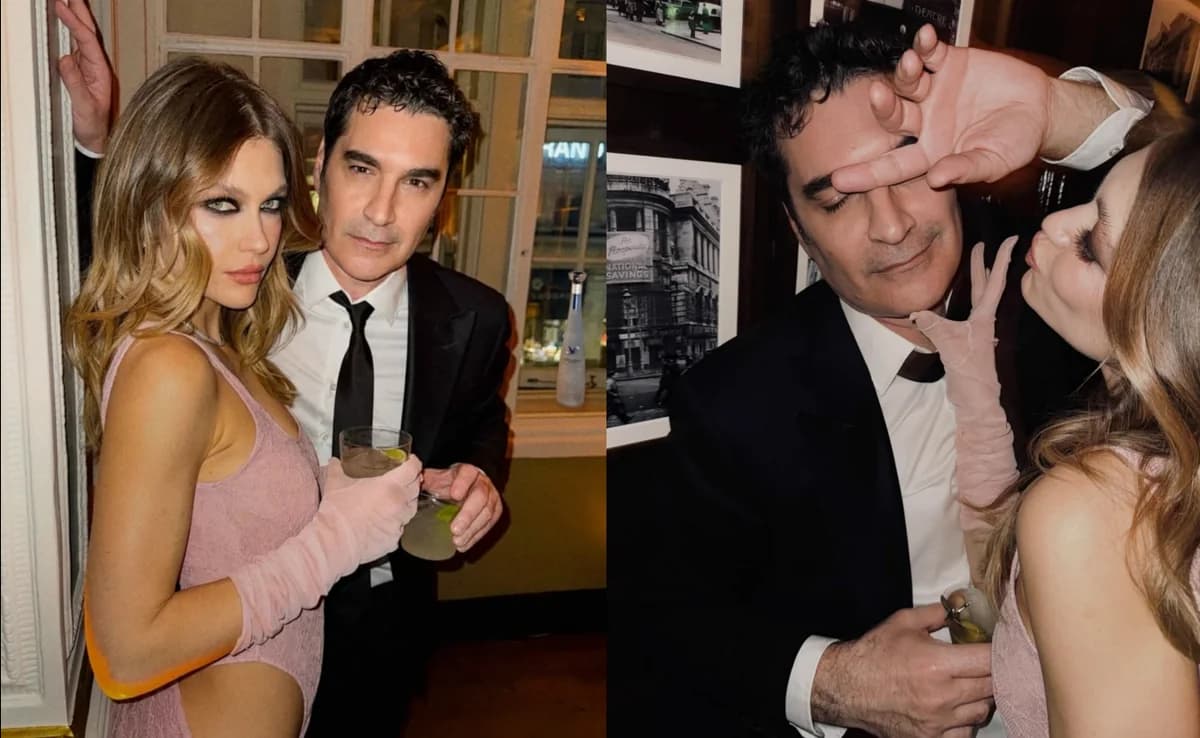 Christoforos Papakaliatis y Klelia Andriolatou en la fiesta de British Vogue