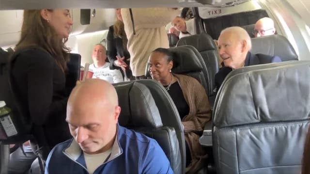 Joe Biden Flies Commercial, Greets Passengers