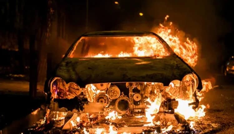 Paphos: Car Engulfed in Flames Outside Repair Shop